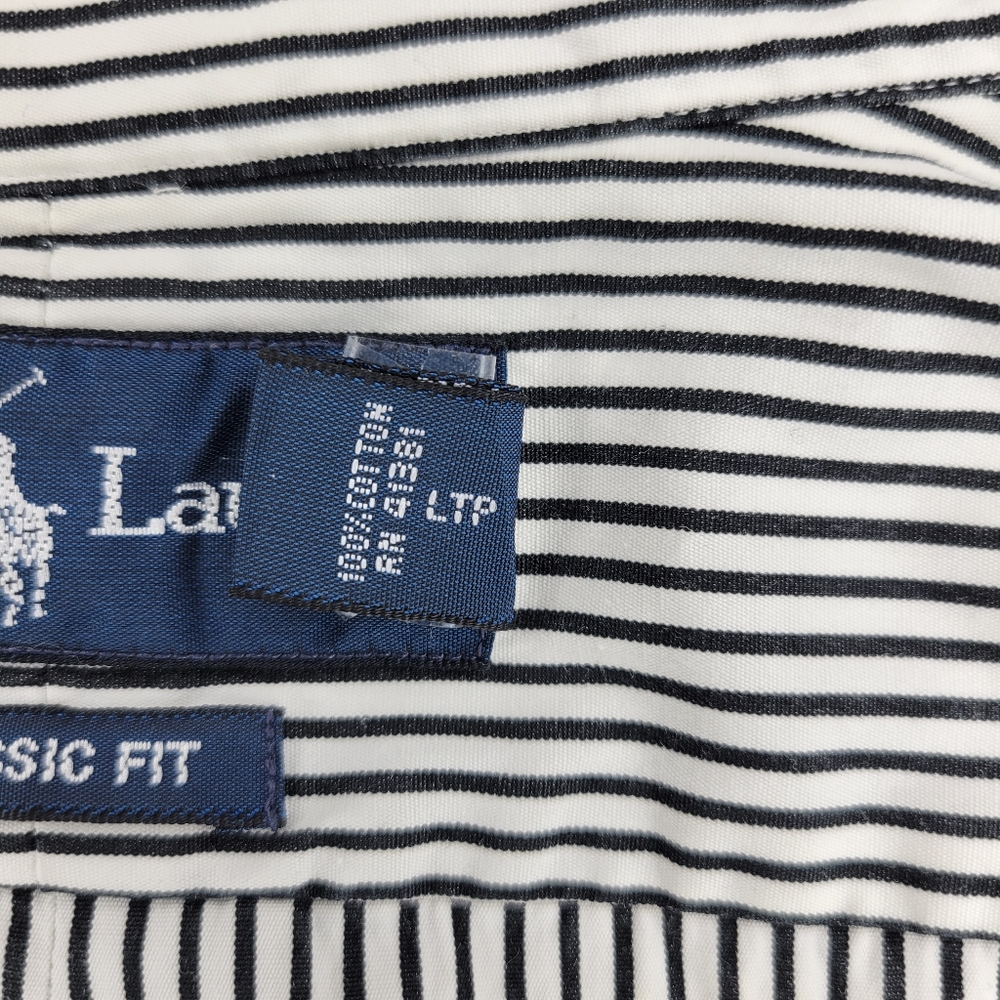 Polo Ralph Lauren Classic Fit Button Down Striped Shirt Blue/White 16.5 L Preppy - Picture 5 of 13